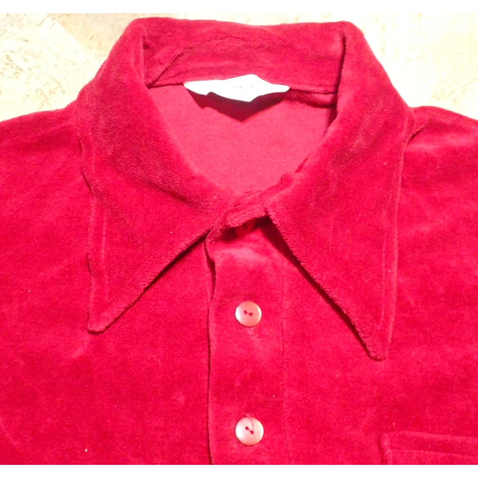 Vintage VINTAGE Thane Red Velvet Long Sleeve Polo Shirt Mens M Rockabilly 1970s Dagger Point Popover Size US M / EU 48-50 / 2 - 7 Thumbnail