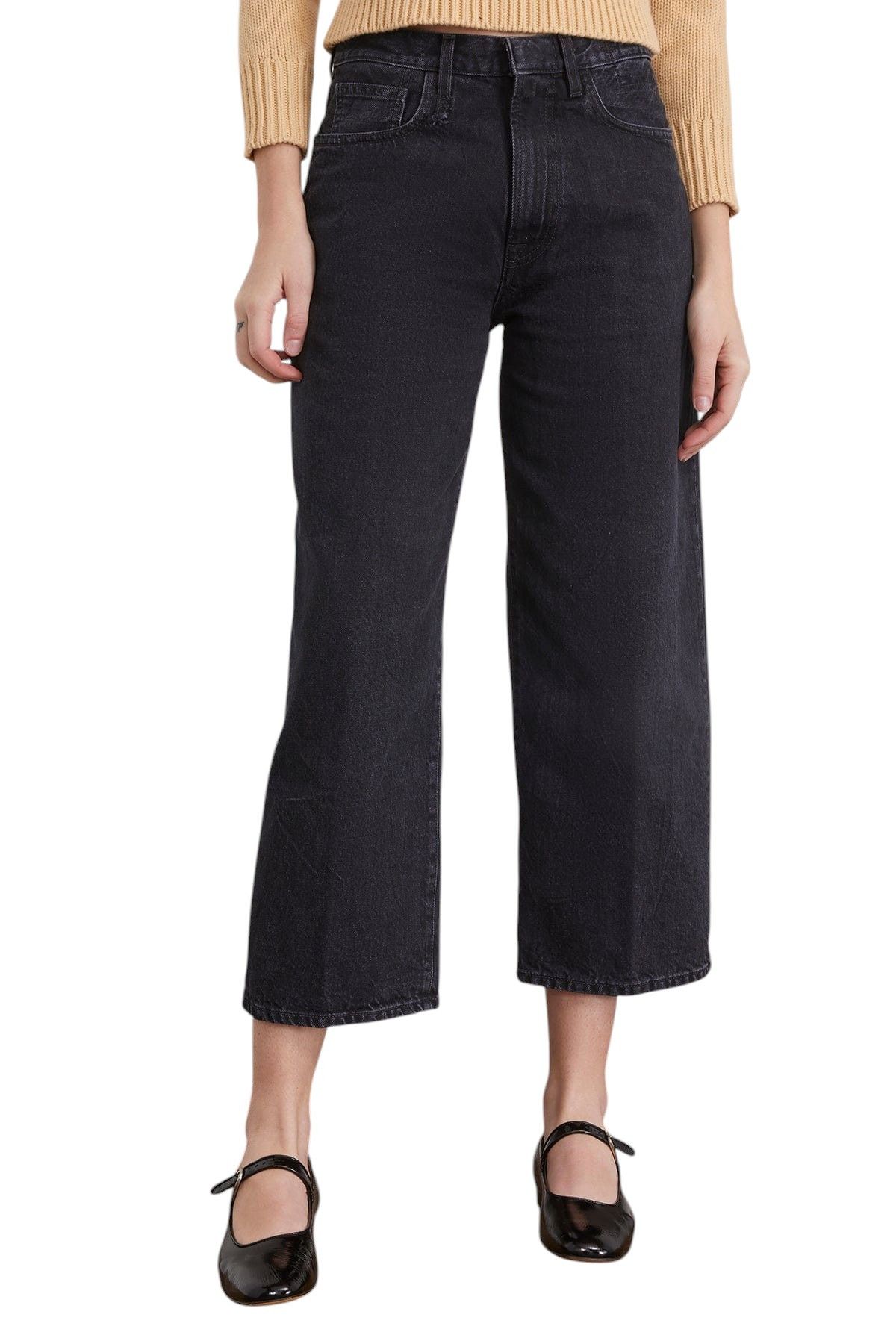 R13 ANKLED D'ARCY 23 Wide Cropped Onix Black 84487 Size 23" - 1 Thumbnail