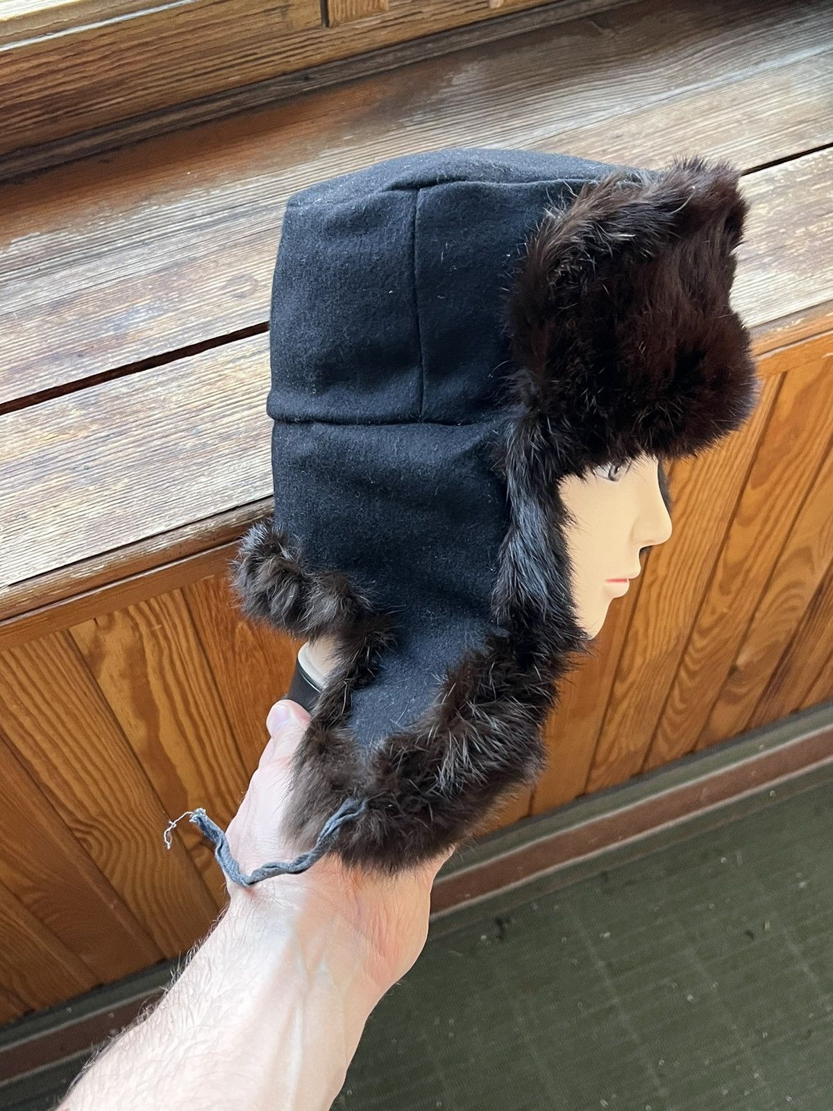 Leather Ushanka Y2K Trapper Hat Furry Mohair Fuzzy Fur Hat Size ONE SIZE - 20 Thumbnail