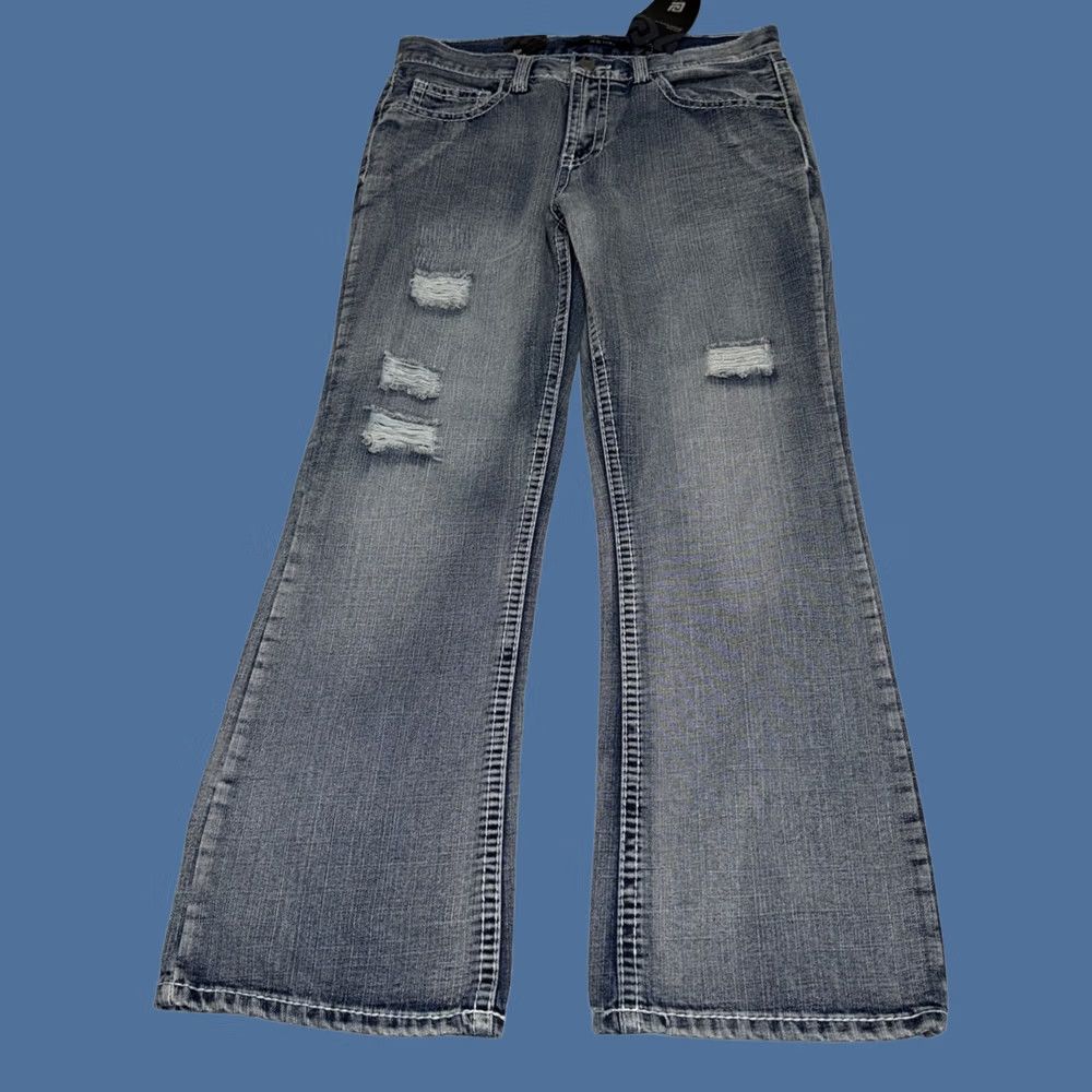 Cj Black Jeans Mens 32x30 Blue Denim Low Rise Bootcut Distressed New, Men's