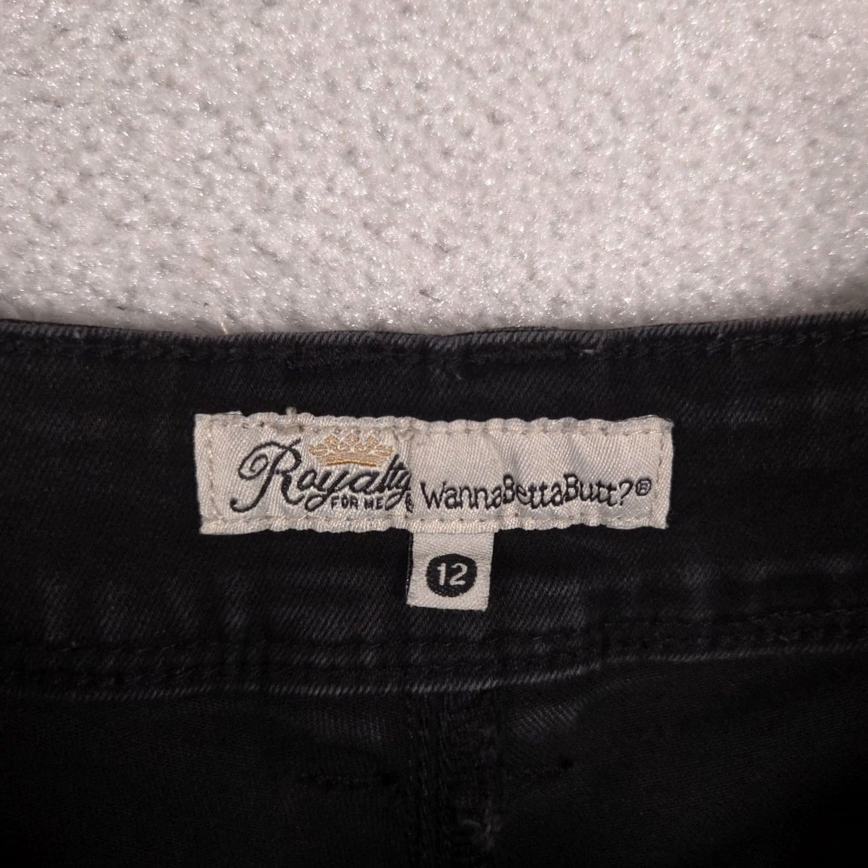 Vintage Royalty For Me WannaBettaButt Jeans Womens 12 Black Mid Rise Skinny Stretch Denim 5-Pocket Fall Womens Black Skinny Jeans Size 34" / US 12 / IT 48 - 6 Thumbnail