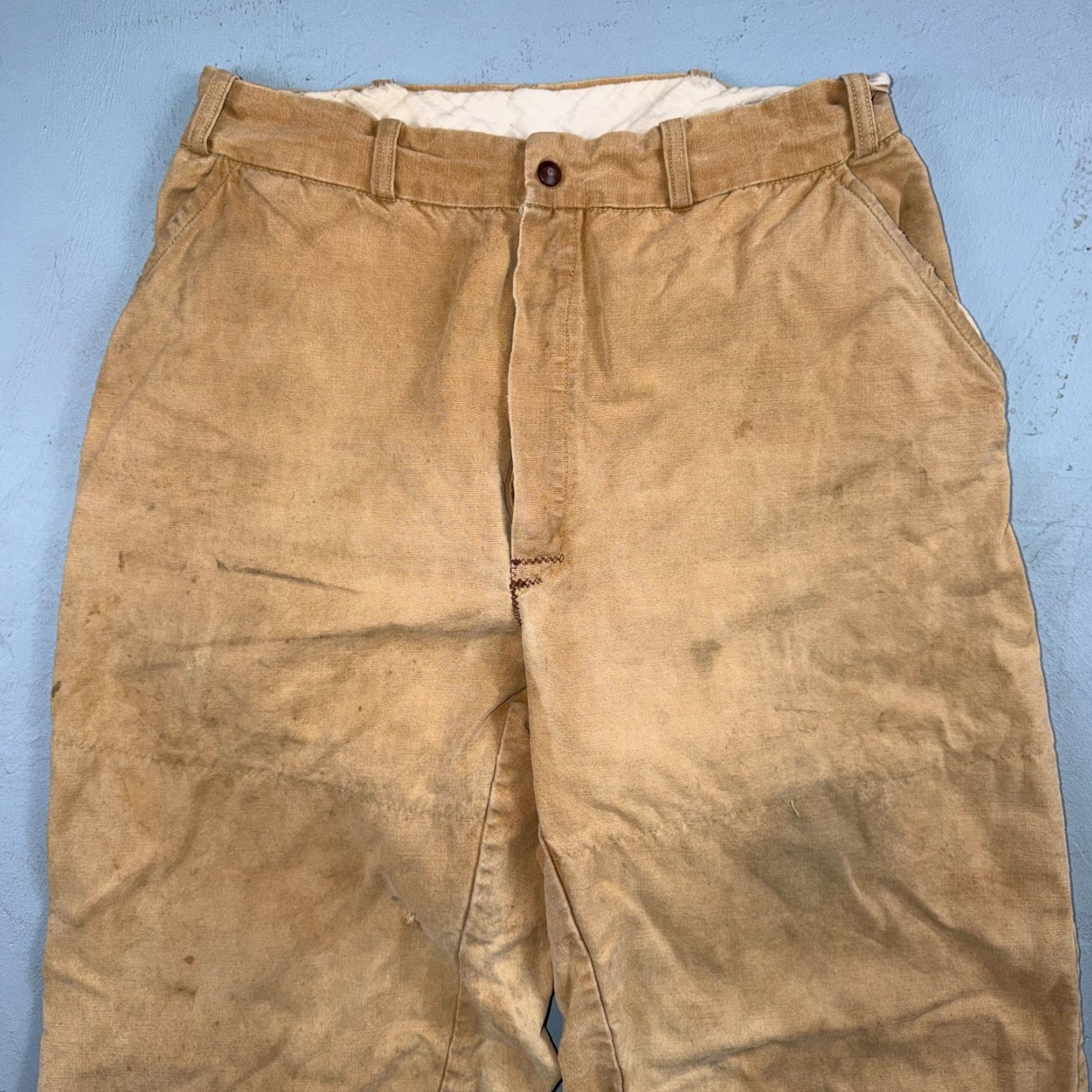 Vintage VINTAGE Duxbak Pants Falcon 28x27 Khaki Casual Creased Outdoor Rockabilly 50s 60s Mens Size US 28 / EU 44 - 2 Thumbnail