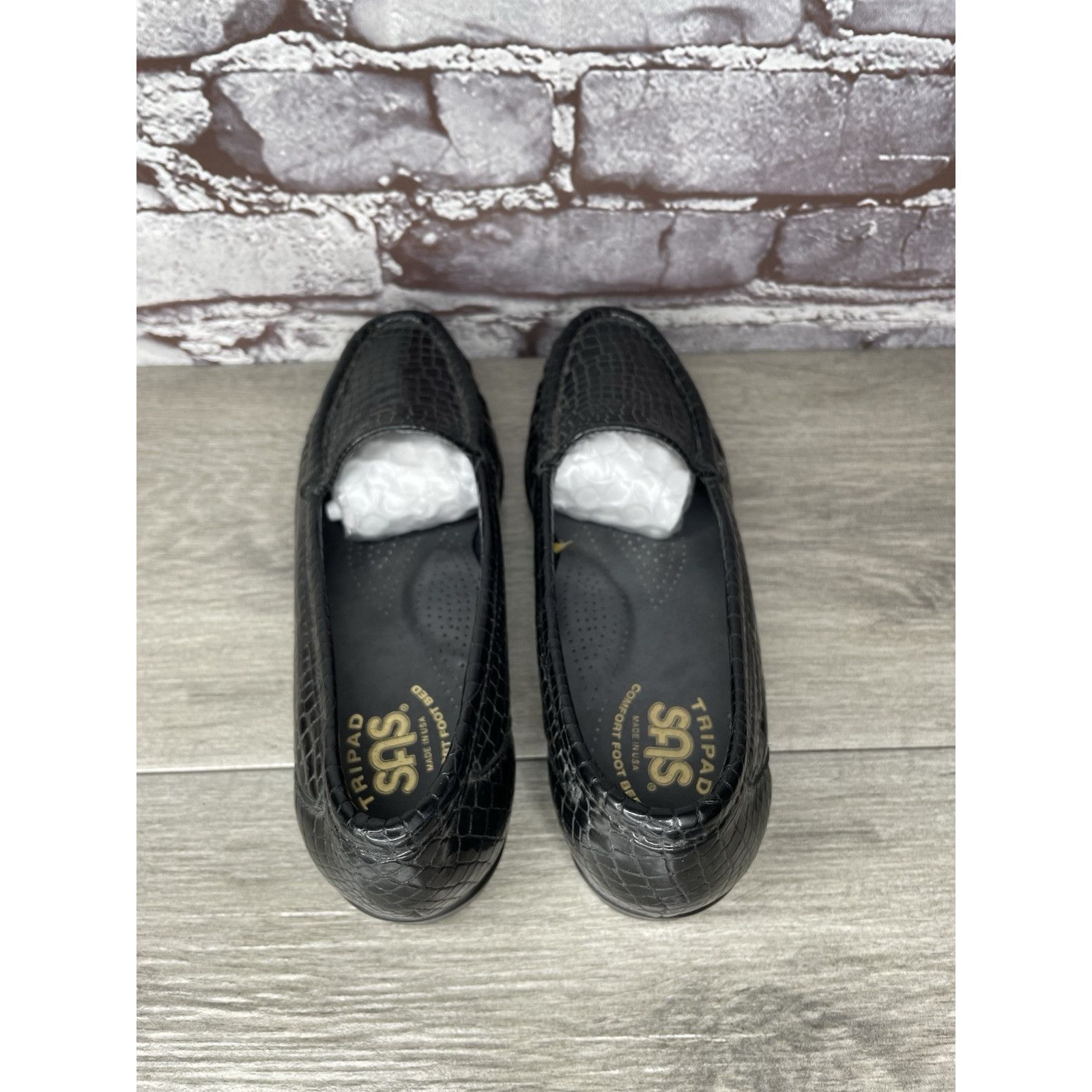Other SAS Simplify Black Croc Patent Tripad Slip On Flats Shoes Wo Size US 6.5 / IT 36.5 - 6 Thumbnail