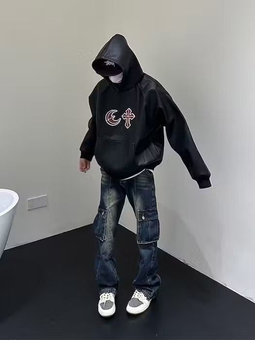 Japanese Brand × Vintage Gothic Pullover Cross Leather Hoodie Size US M / EU 48-50 / 2 - 3 Thumbnail