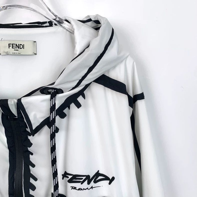 Fendi Fendi White Graffiti Hooded Zip Jacket Size US M / EU 48-50 / 2 - 3 Thumbnail