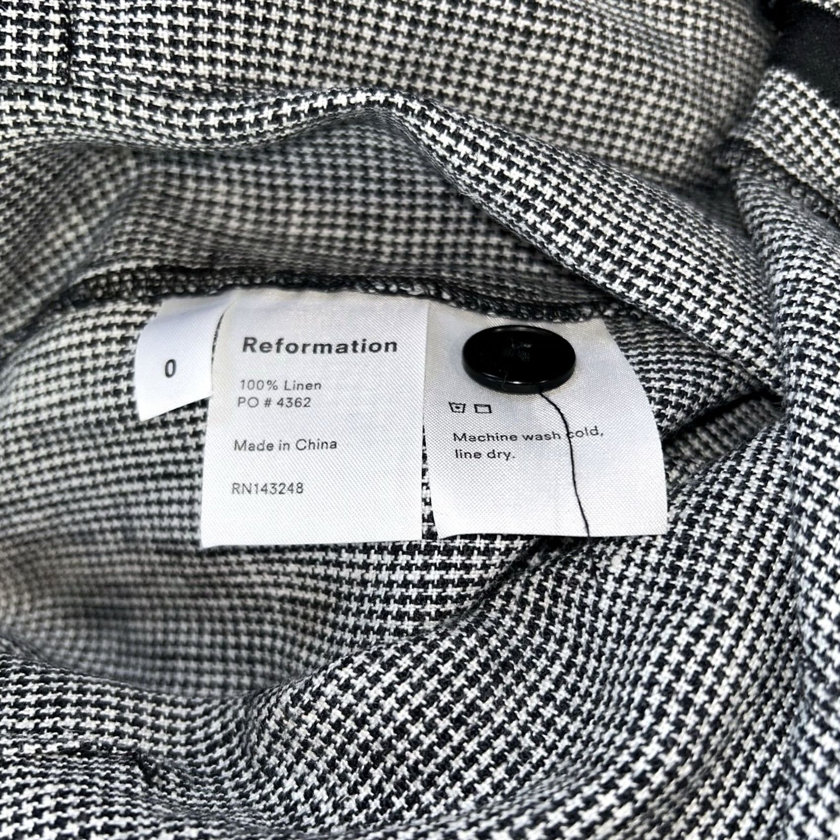 Reformation Reformation Linen Trousers Houndstooth Wide-Leg 25" Inseam Womens 0 Size 25" / US 0 / IT 36 - 5 Thumbnail