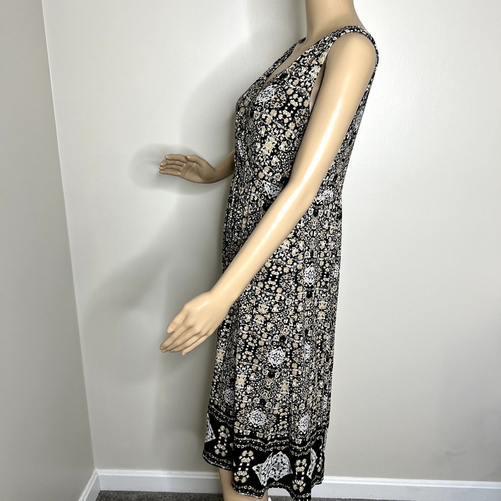 Other St John's Bay Black Patterned Tank Dress Size L / US 10 / IT 46 - 2 Thumbnail