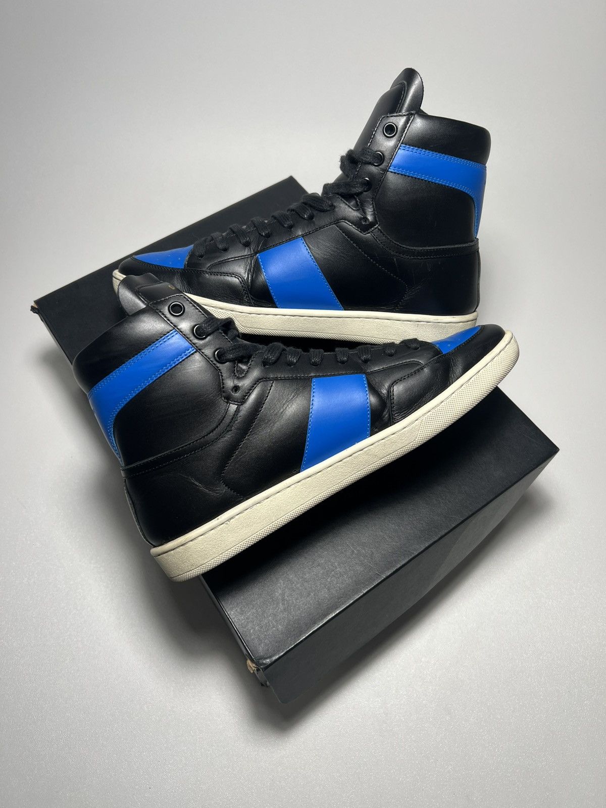 Saint Laurent Paris Signature Court Classic SL/10H Royal Leather High Top Size US 7 / EU 40 - 4 Thumbnail