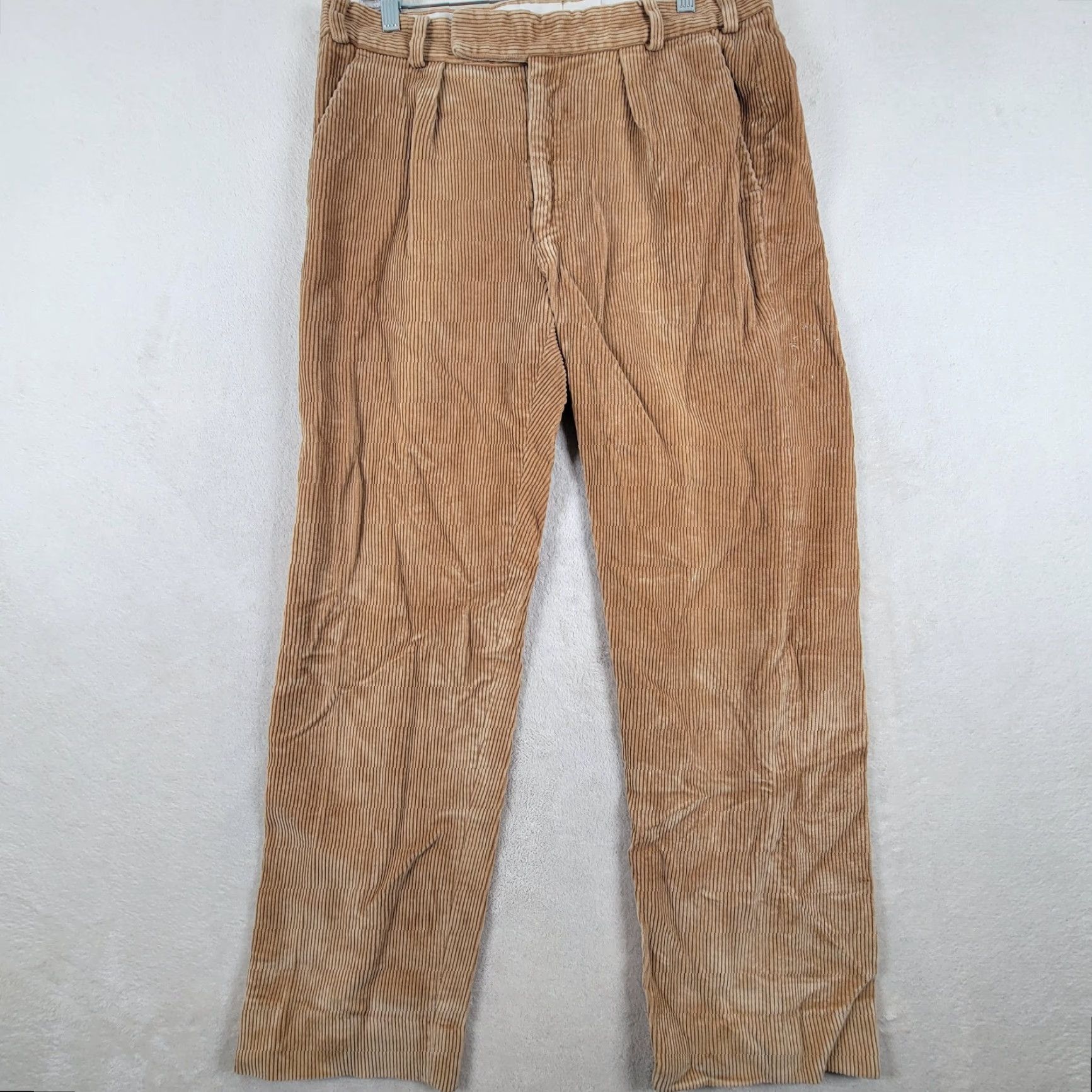 Vintage Farlows Corduroy Pants Mens 38 x 31 Brown Pleated Cuffed Regular Size US 38 / EU 54 - 2 Thumbnail