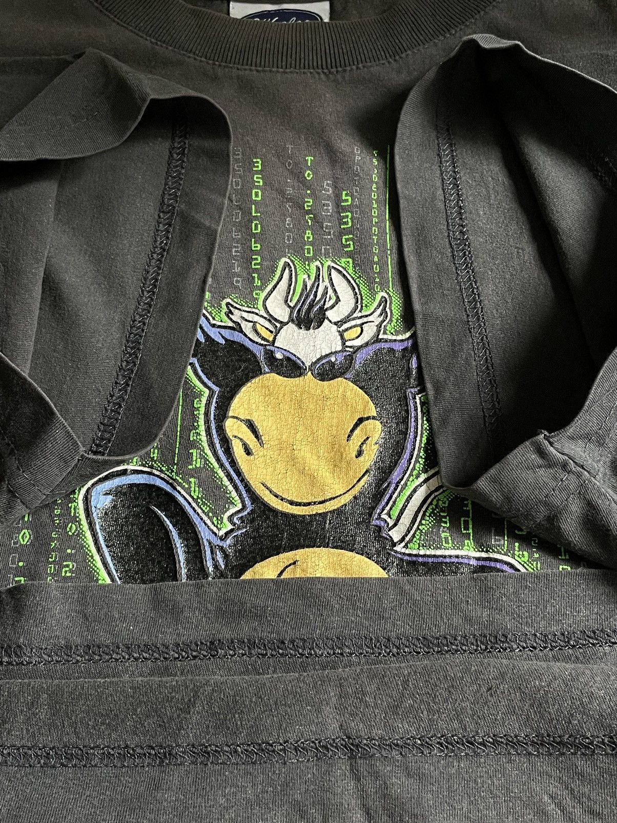 Vintage 00’s Vintage Matrix Cow T-Shirt Crazy Art Y2K Humor RARE Size US XL / EU 56 / 4 - 5 Thumbnail
