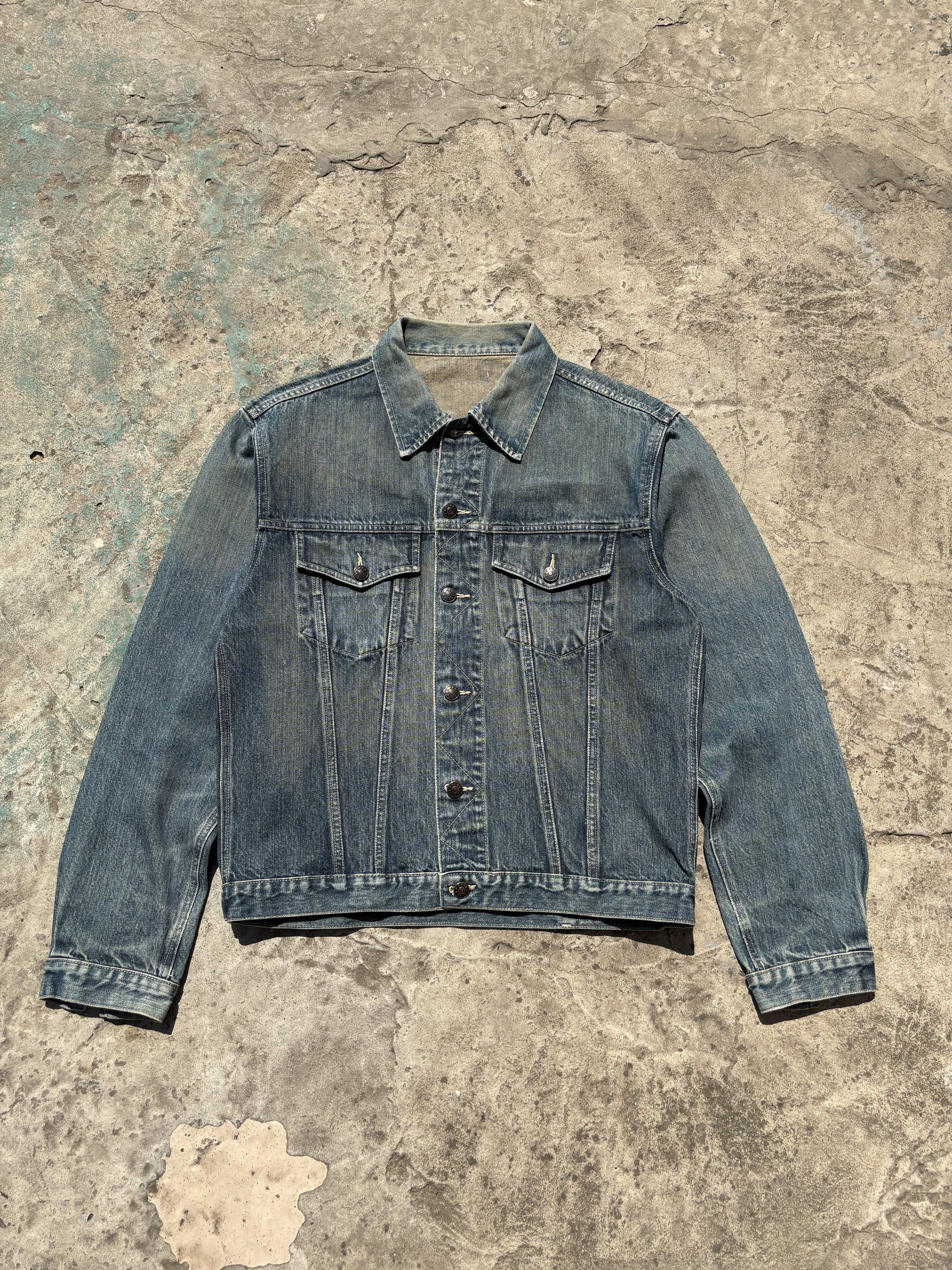 HELMUT LANG STYLE VINTAGE FADED DIRTY WASH DENIM JACKET