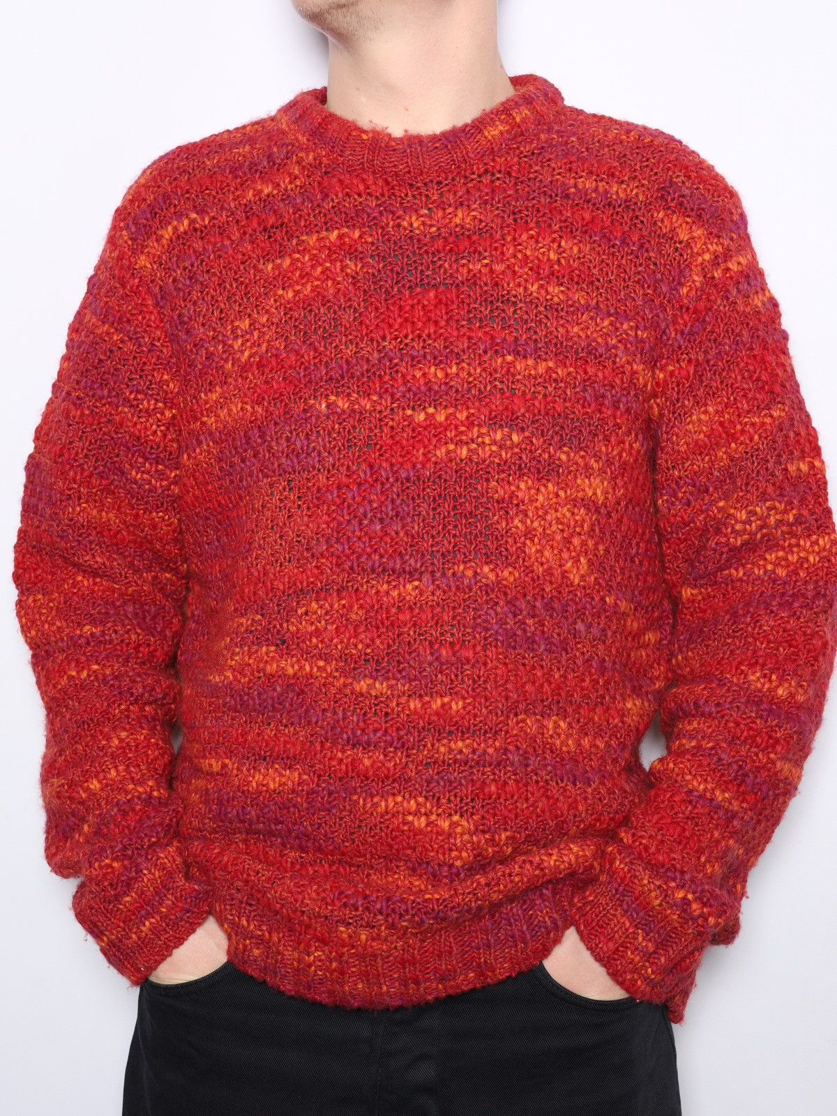 Folk Folk Acrylic Wool Sweater Orange Red Knit Size US L / EU 52-54 / 3 - 1 Thumbnail