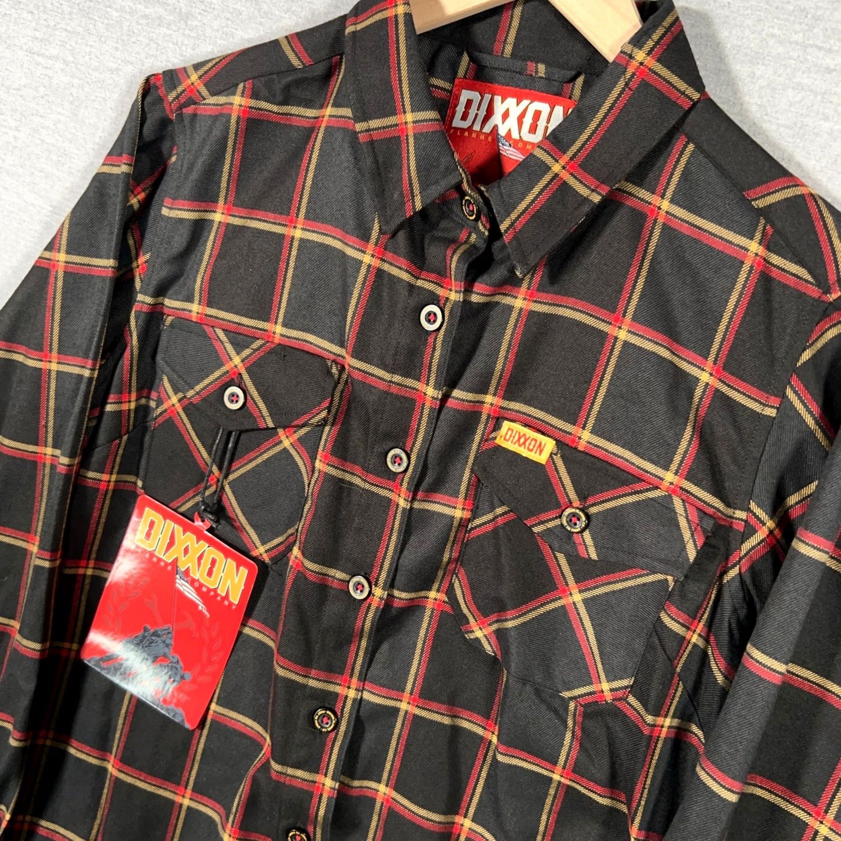 Dixxon Shirt Womens Medium Black Red Plaid Flannel Button Up First To Fight New, Women's — image 3 of 6