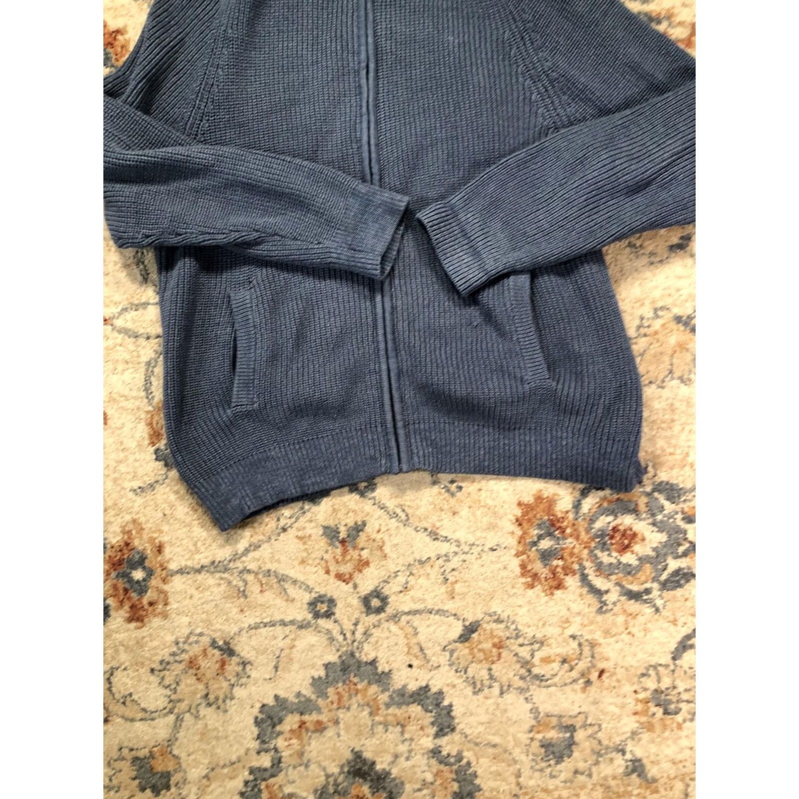Vintage L.L.Bean Sweater Mens 2XL Blue Full Zip Mock Neck Cotton Knit Cardigan Pockets Size US XXL / EU 58 / 5 - 5 Thumbnail