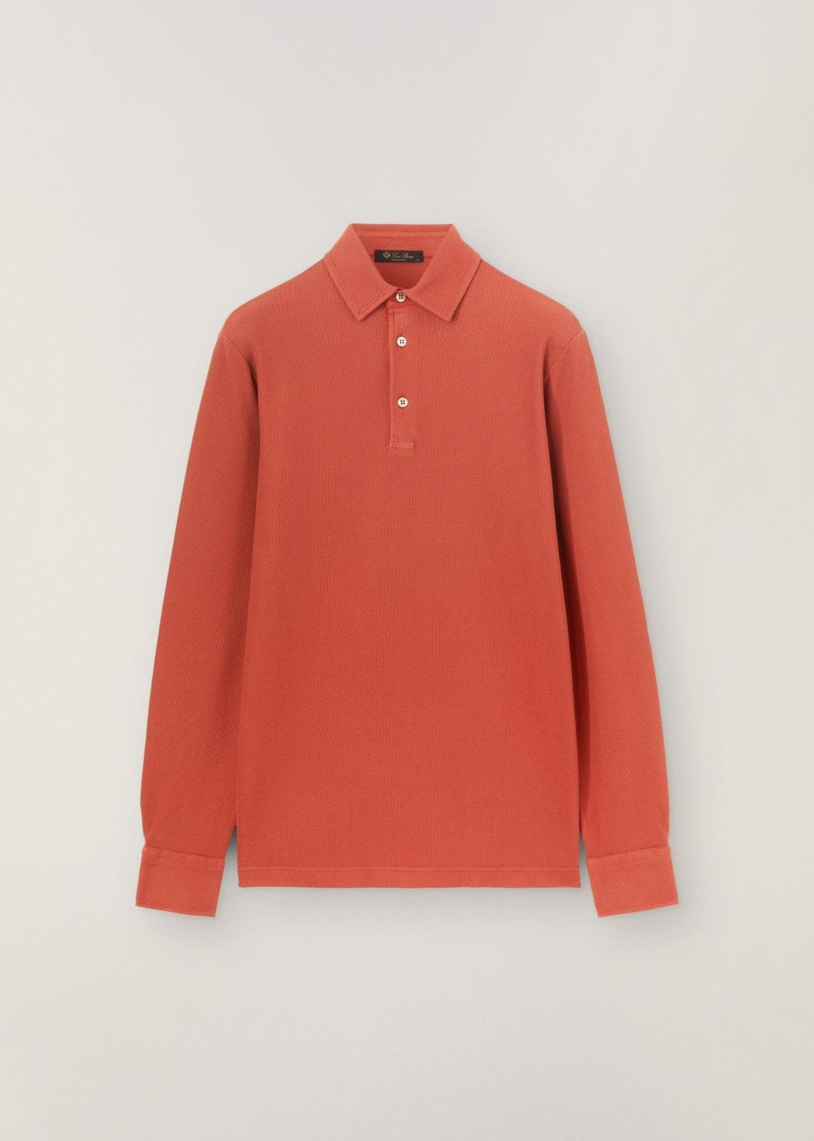 image of Loro Piana O1Loc1C0124 Long-Sleeved Polo Shirt In Orange, Men's (Size XL)
