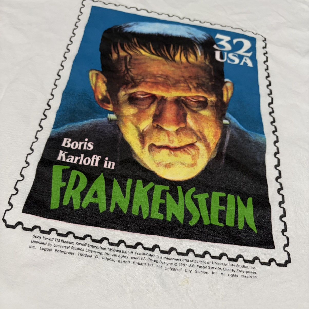 Vintage Vintage 90s Frankenstein classic monsters stamps t-shirt Size US XL / EU 56 / 4 - 2 Thumbnail