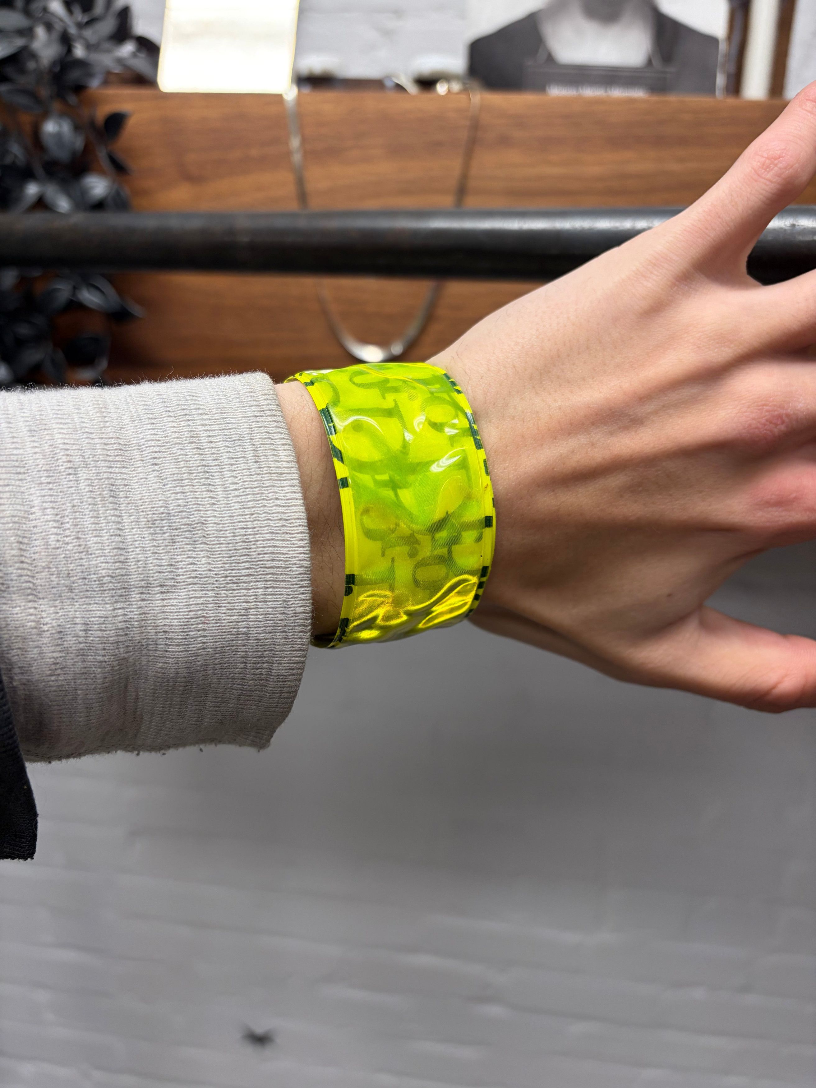 Dior 2000s Dior Neon Green ‘Trotter’ Monogram Slap Bracelet Size ONE SIZE - 1 Thumbnail