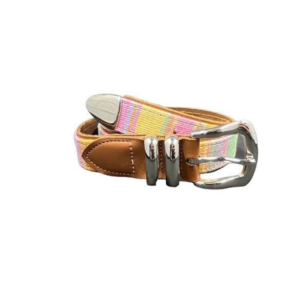 Vintage Vintage leather striped tapestry silver buckle Guatemalan be Size ONE SIZE - 2 Thumbnail
