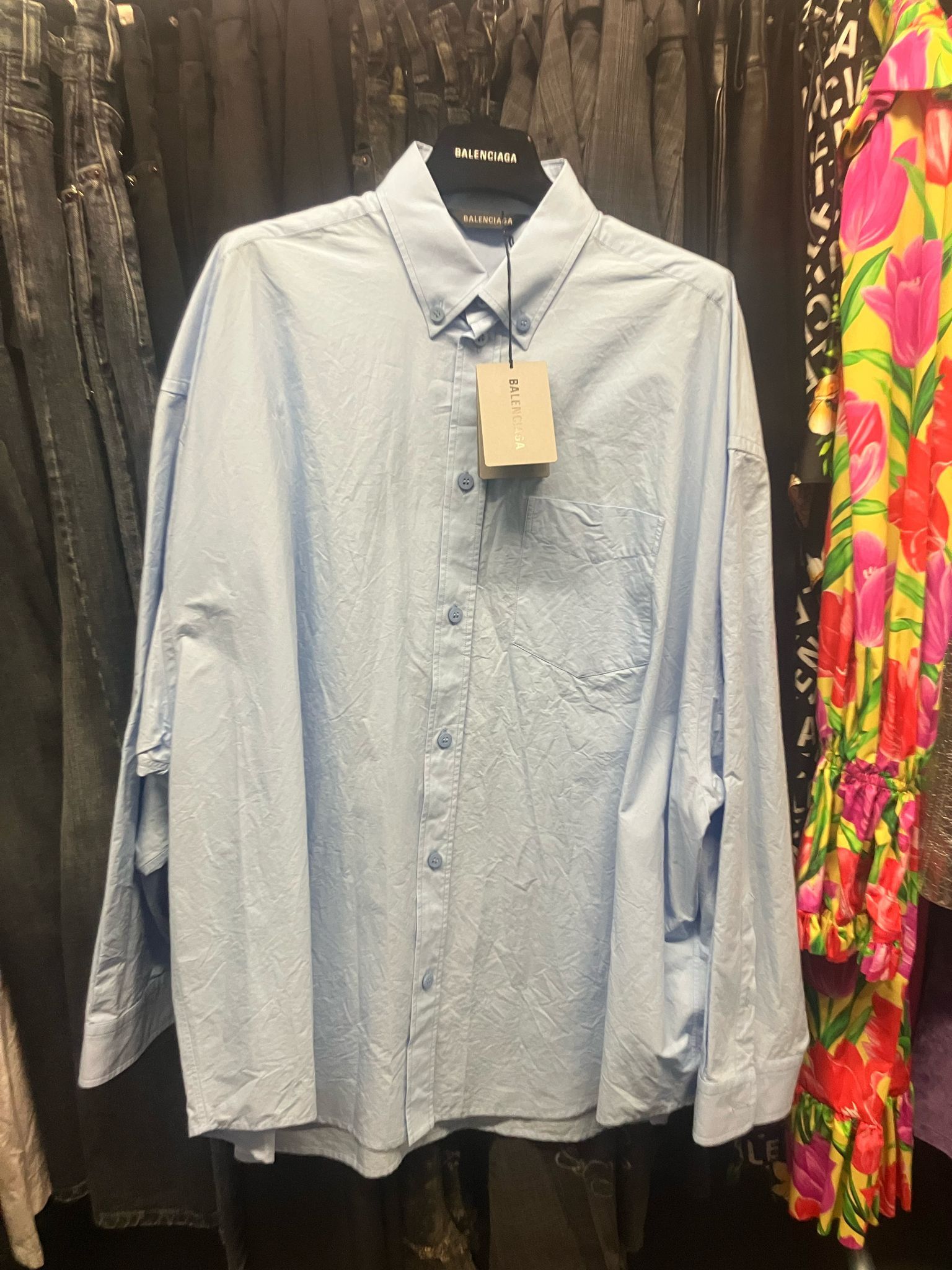 Balenciaga o1mt1gz0325 Oversized Shirt in Sky Blue Size US M / EU 48-50 / 2 - 1 Thumbnail