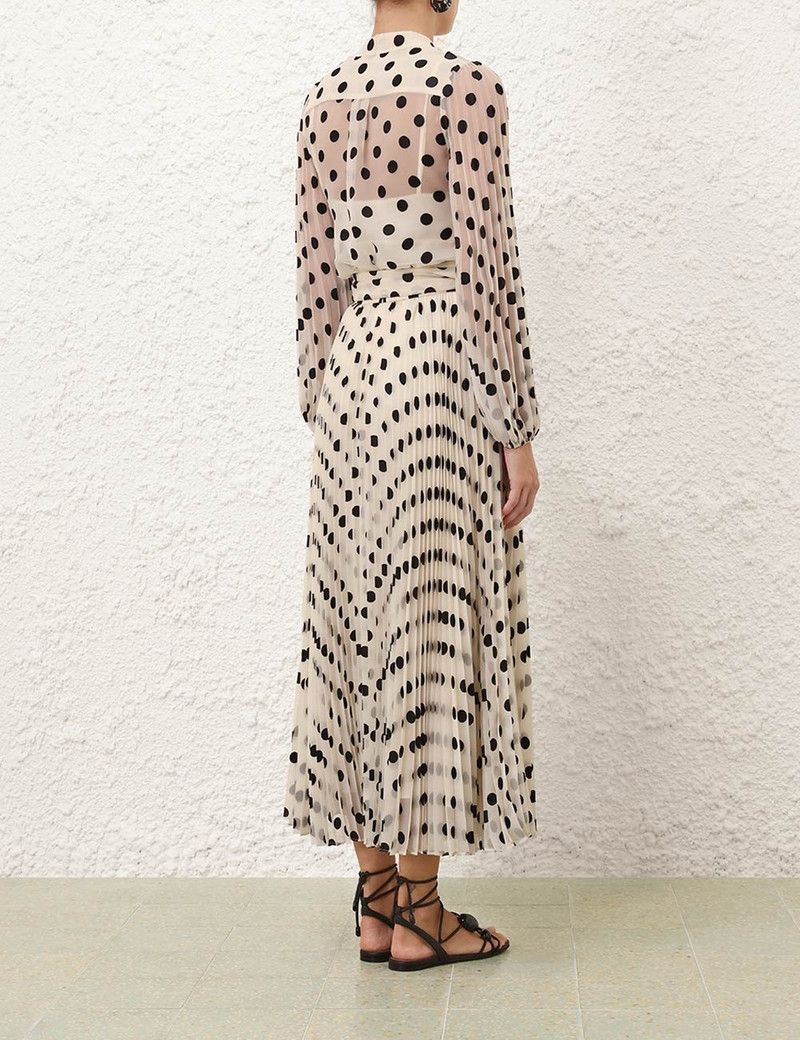 Zimmermann oc11z0226 Sunray Pleated Skirt In Cream/Black Size 26" / US 2 / IT 38 - 3 Thumbnail