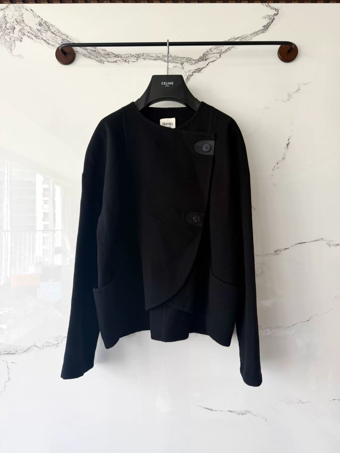 Hermes Hermes Black Cashmere Leather Short Jacket Size S / US 4 / IT 40 - 1 Thumbnail
