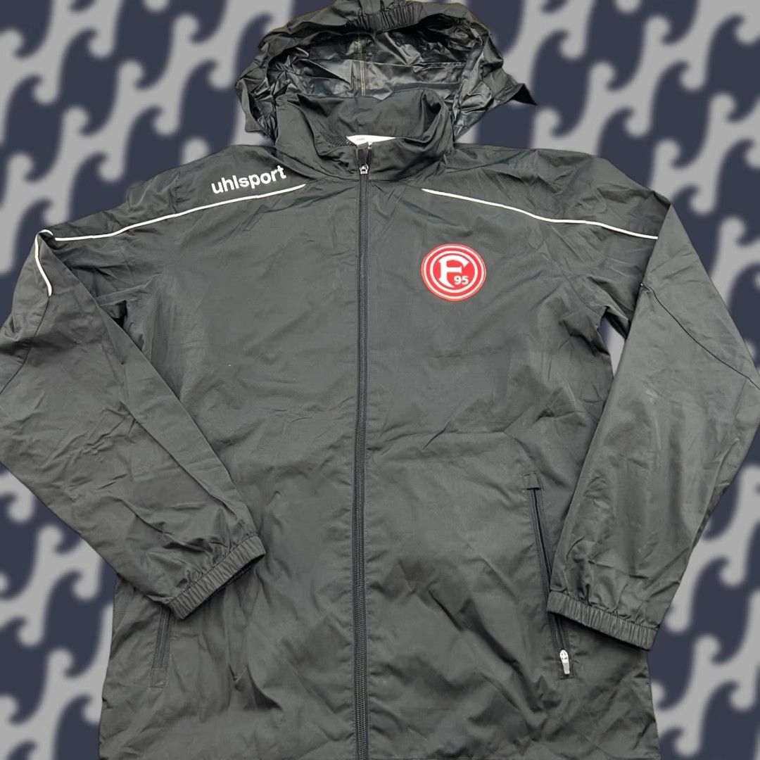 Vintage Uhlsport Fortuna Dusseldorf Hhlsport Mens Jacket Mid Black Full Zip Hooded Football Track Jacket M Mens Size US M / EU 48-50 / 2 - 1 Thumbnail
