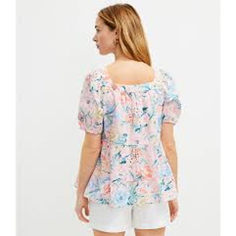 Loft LOFT Garden Lacy Tiered Square Neck Top Size L / US 10 / IT 46 - 2 Thumbnail