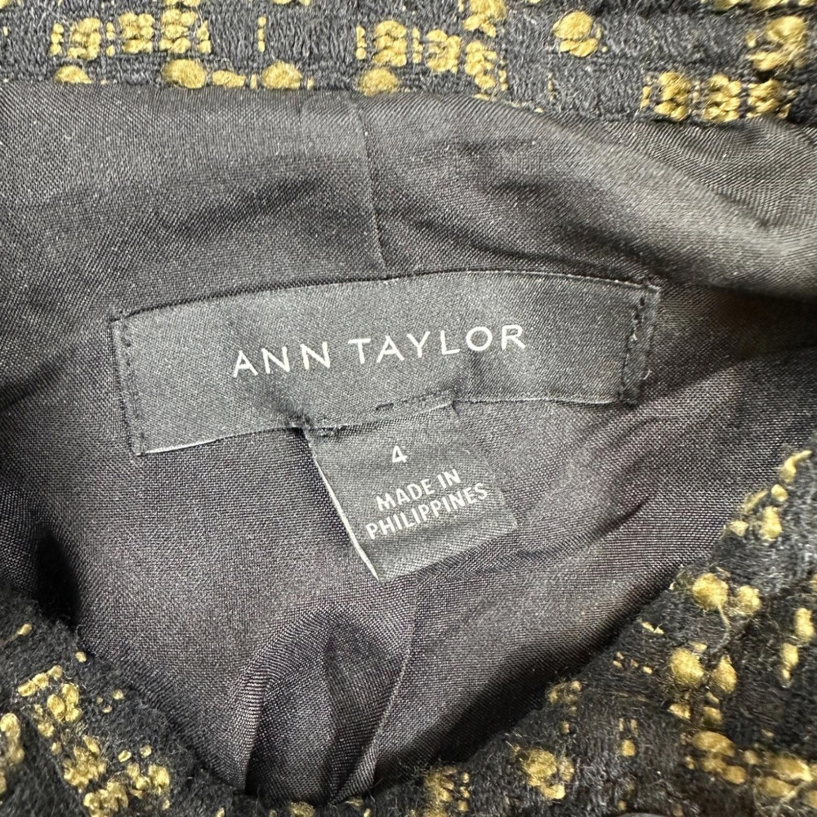 Ann Taylor Ann Taylor Tweed Moto Jacket Blazer Women 4 Black Gold Size S / US 4 / IT 40 - 3 Thumbnail