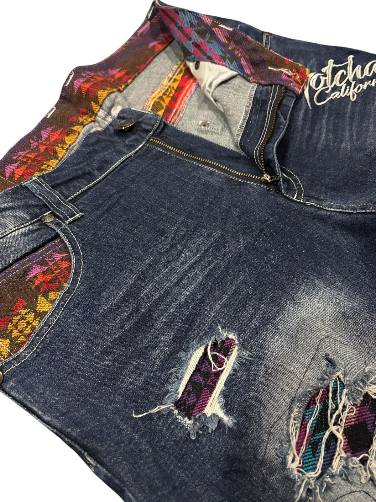 Gotcha × Seditionaries Y2k Vtg Gotcha Distressed Faded Patchwork Stretch Jeans Size US 35 - 4 Thumbnail