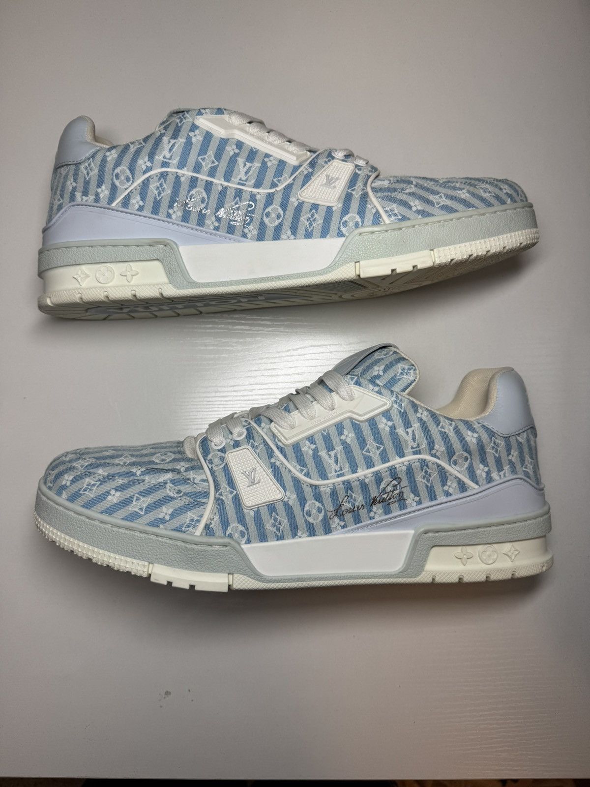 Louis Vuitton Louis Vuitton LV Trainer Low Blue Stripe Mini Monogram Sz 10 Size US 10 / EU 43 - 1 Thumbnail