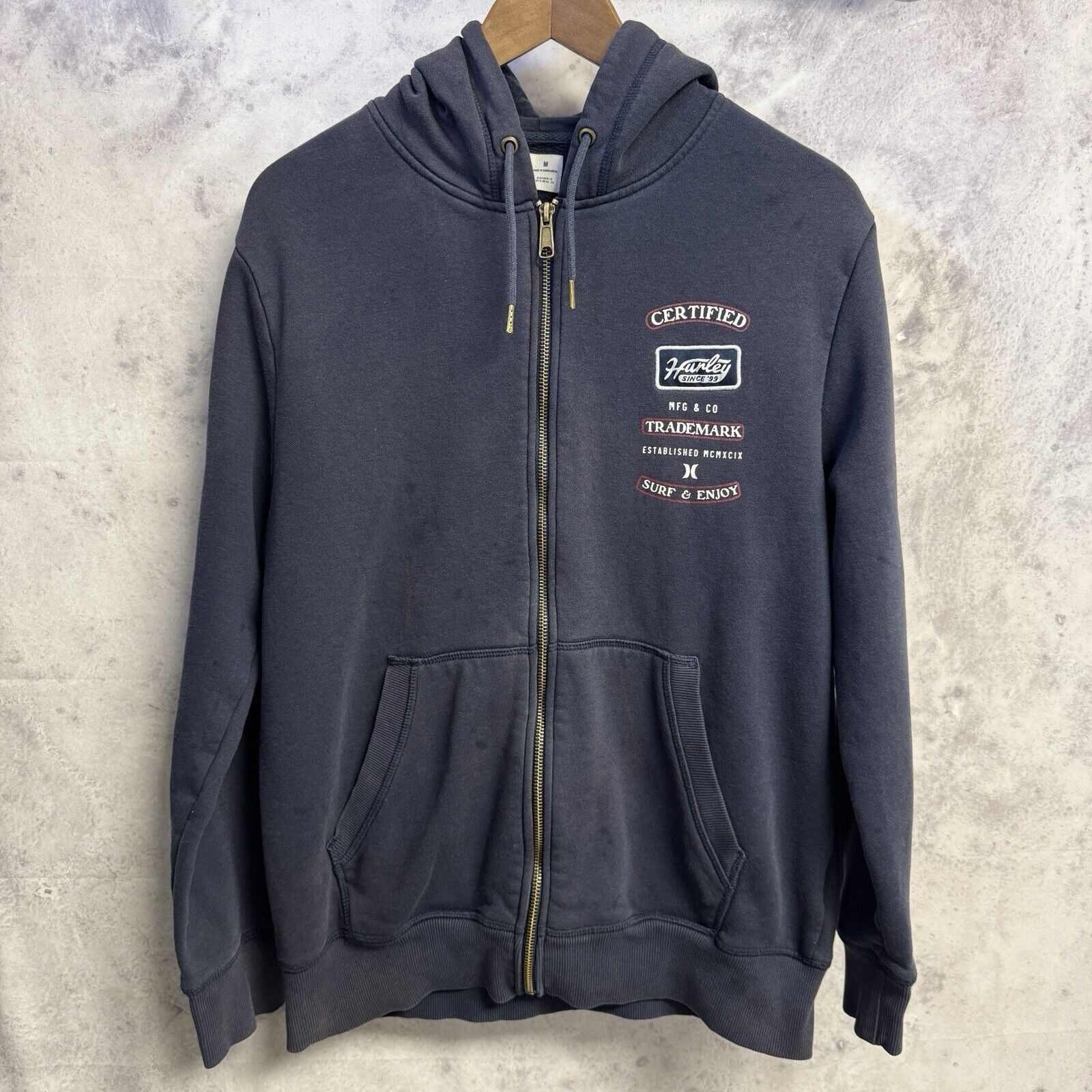 Hurley Hurely Hoodie Sweatshirt Mens Medium Navy Blue Full Zip Surf Size US M / EU 48-50 / 2 - 1 Thumbnail