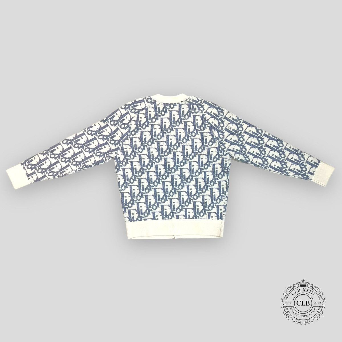 Dior DIOR OBLIQUE KNIT CARDIGAN - WHITE/PURPLE | Grailed