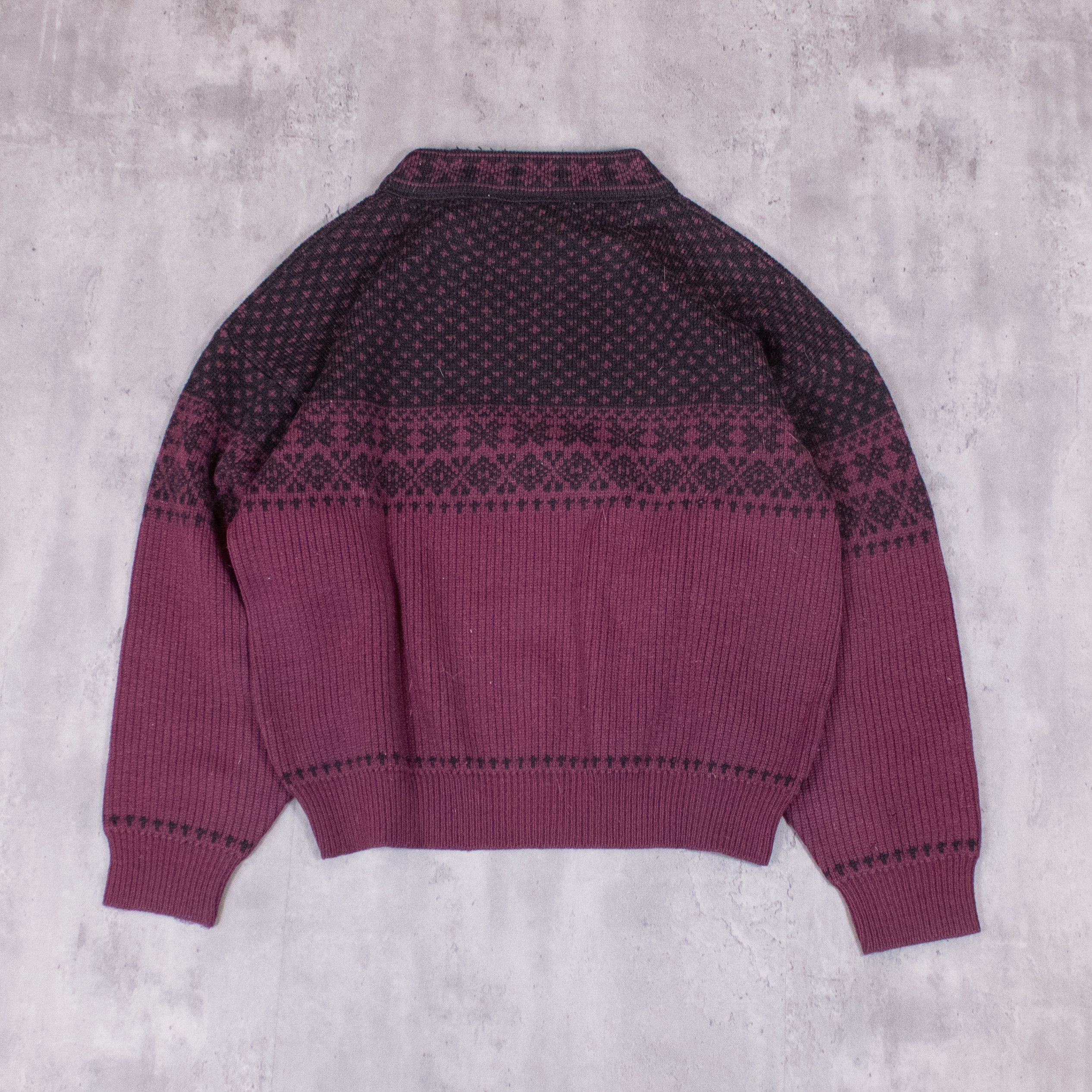 Vintage Vintage 1990's Blocx Pattern Wool Burgundy Sweater Size US L / EU 52-54 / 3 - 8 Thumbnail