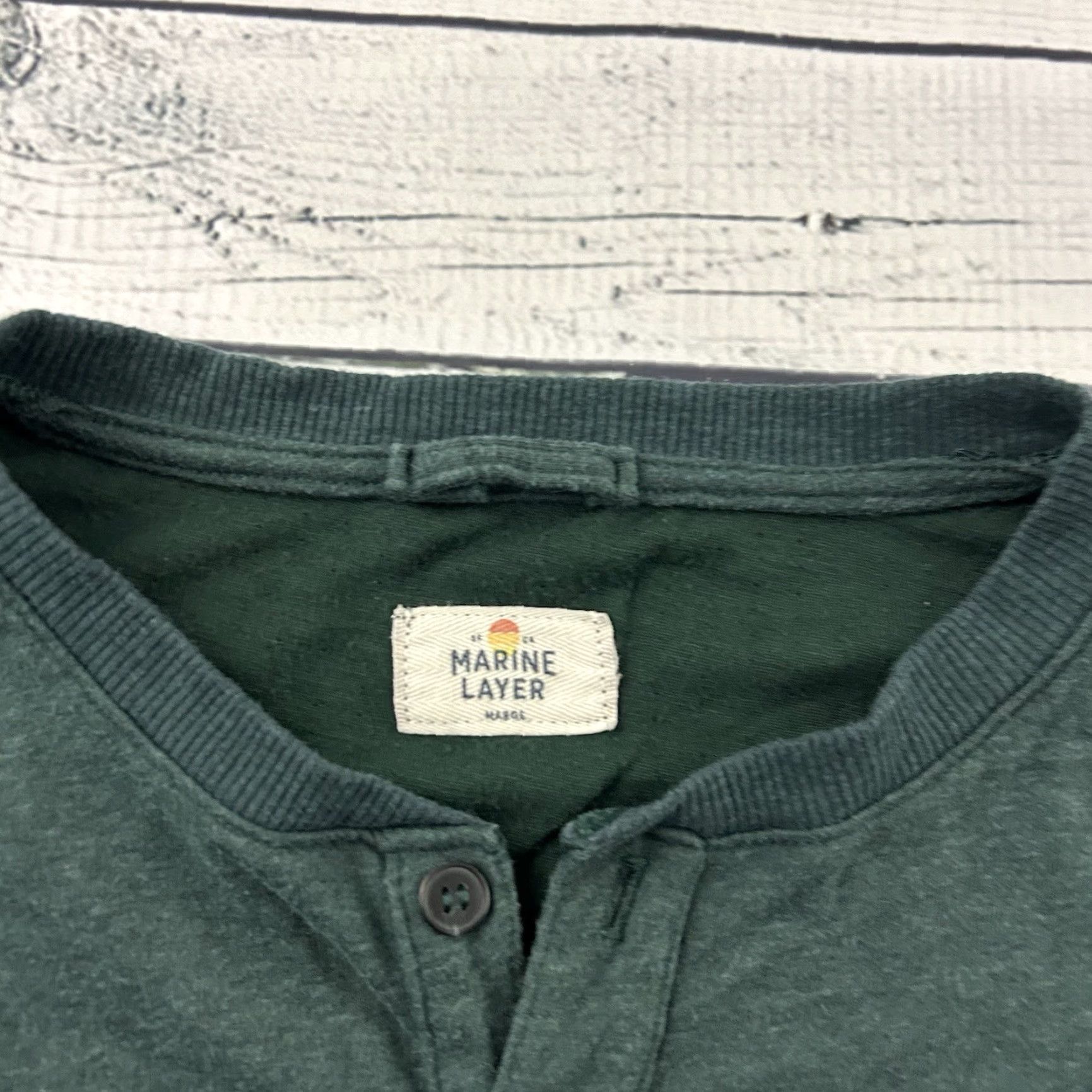 Marine Layer Marine Layer Long Sleeve Button-Up Henley Shirt Men's Marge Green M/L Green Henley Shirt Mens Size US M / EU 48-50 / 2 - 2 Thumbnail