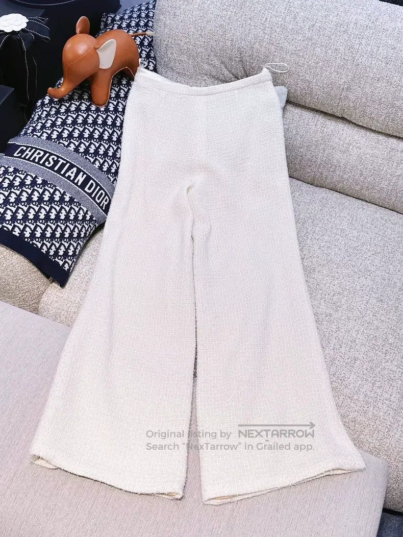 Chanel Chanel White braided wide-leg trousers Size 24" / US 00 / IT 34 - 2 Thumbnail