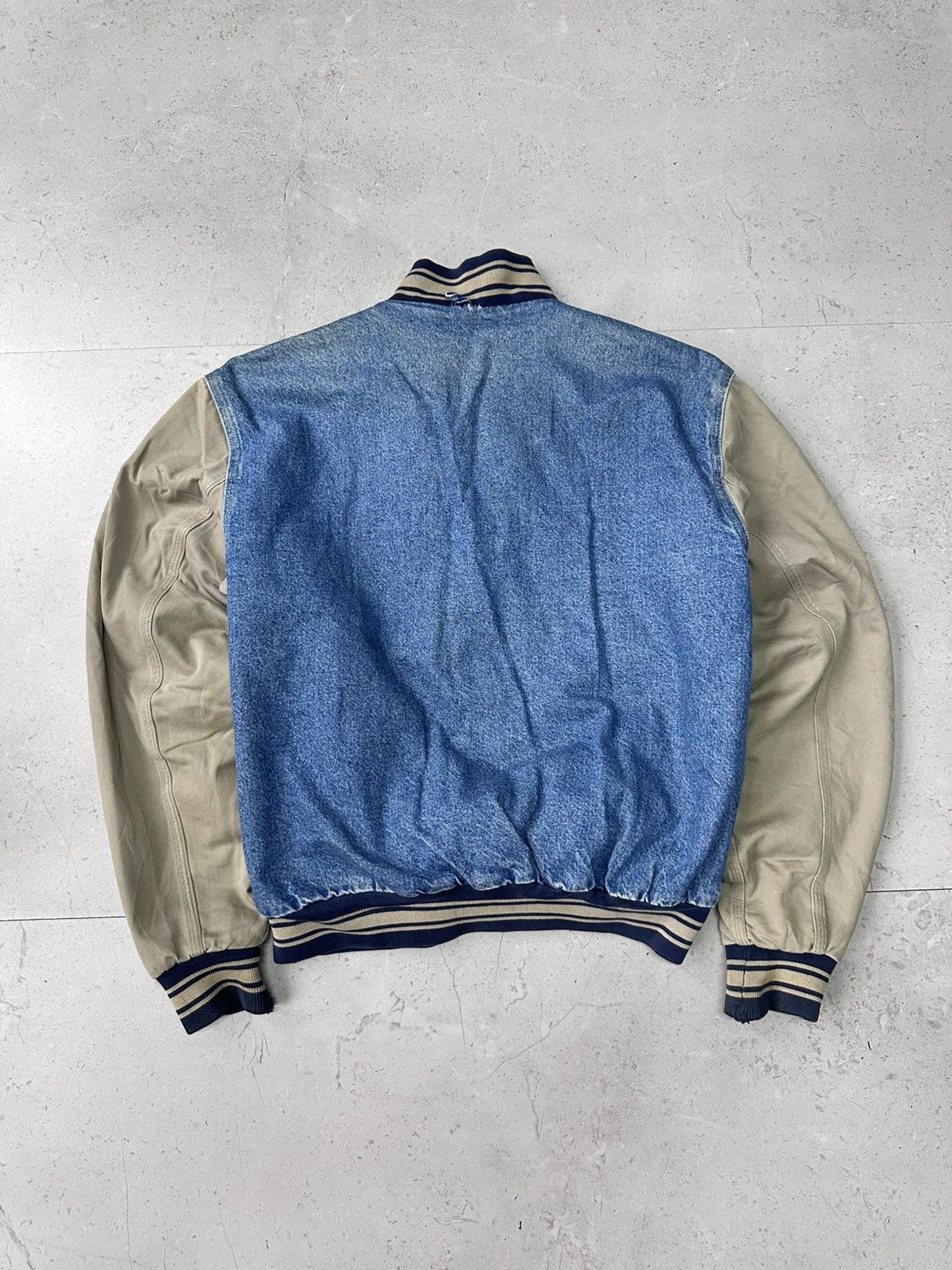 Carhartt × Vintage RARE 90s CARHARTT DENIM VARSITY JACKET Size US L / EU 52-54 / 3 - 11 Thumbnail