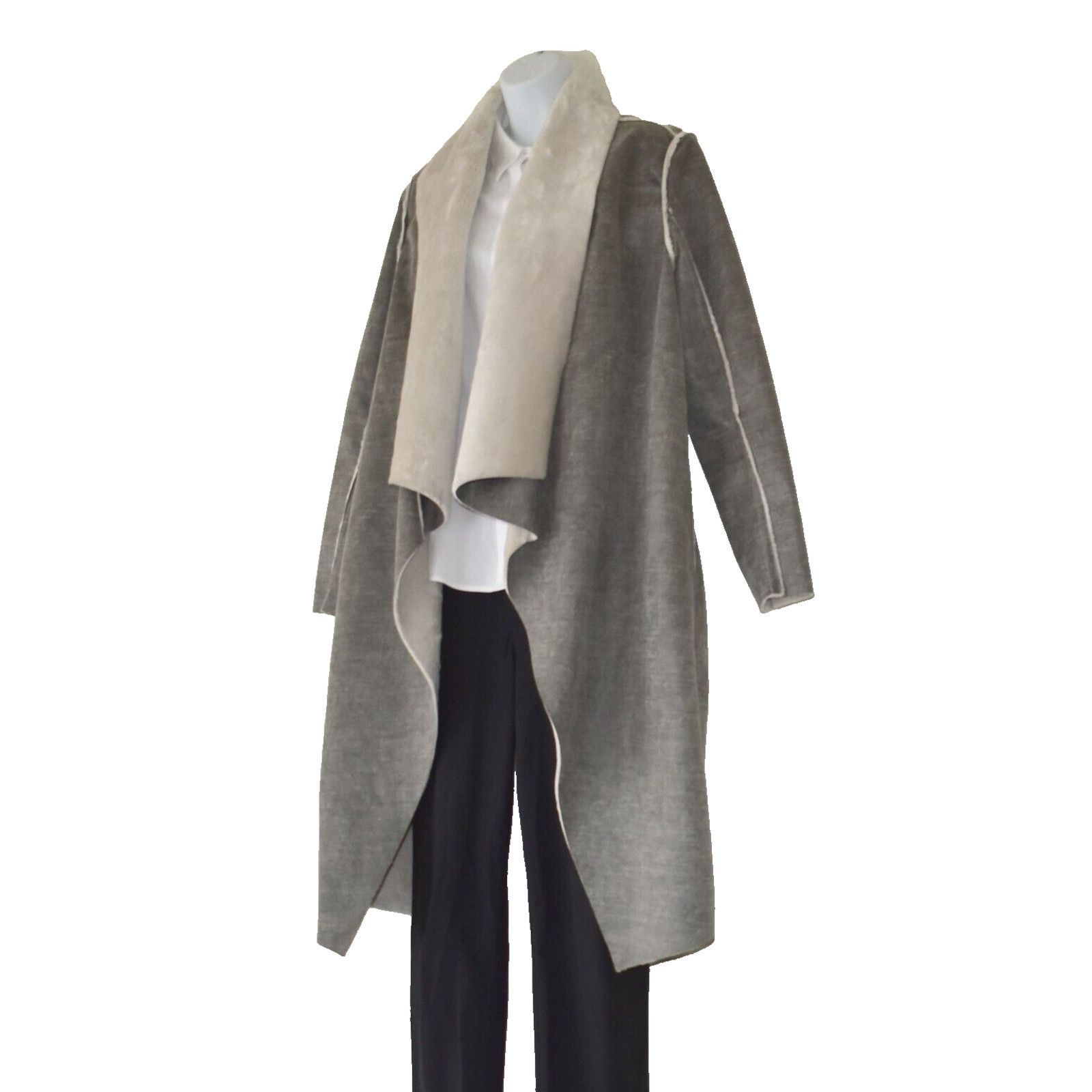 Anthropologie NEW AMADI Anthropologie Camilla Gray Sueded Coat Jacket Sz S Size S / US 4 / IT 40 - 2 Thumbnail