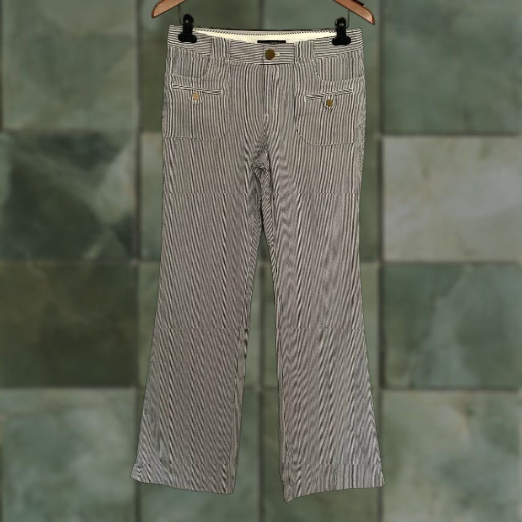 Banana Republic Banana Republic Blue White Striped Boot Cut Pants Womens 4 Size 27" / US 4 / IT 40 - 1 Thumbnail