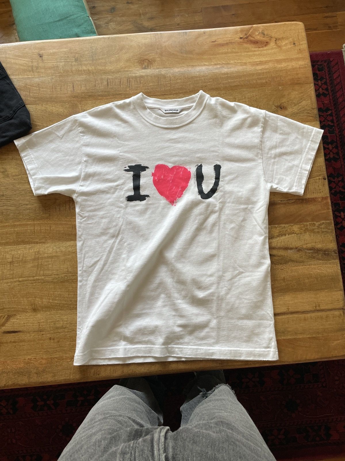 image of Balenciaga I Love U Tee in White, Men's (Size XS)