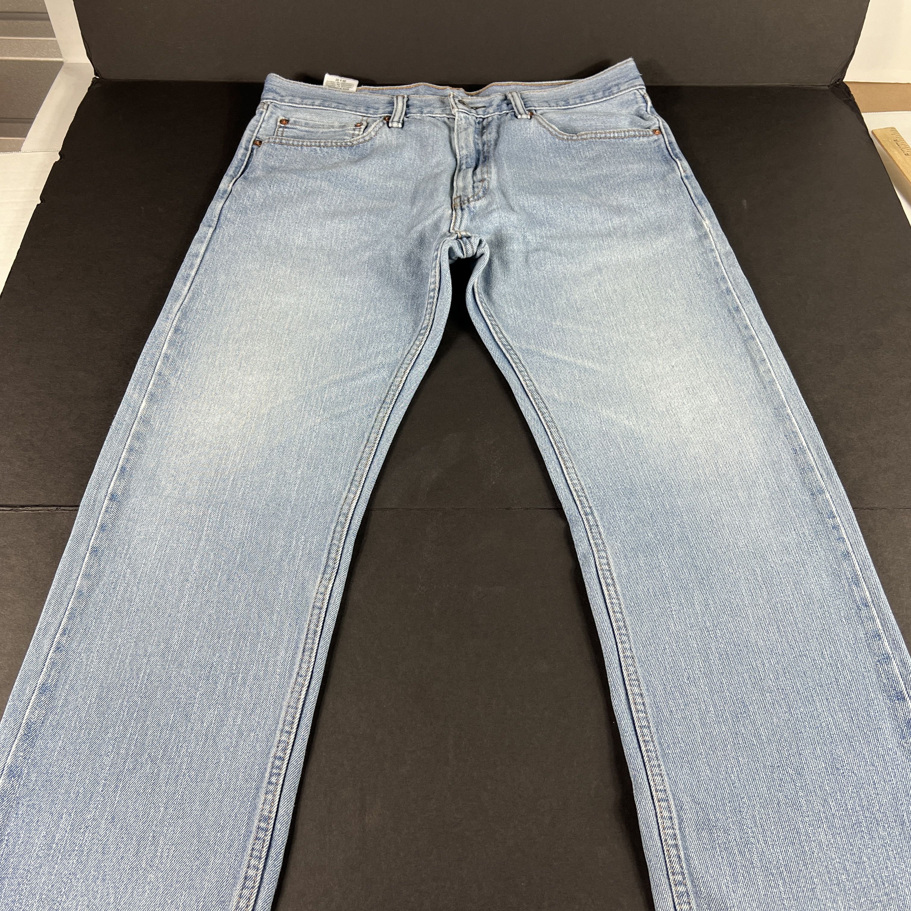 Levi's Levi's Jeans 505 Straight Leg Light Blue Distressed Denim Size US 35 - 1 Thumbnail