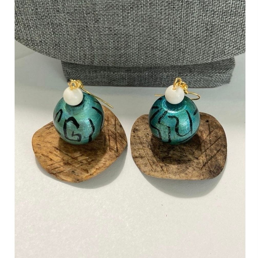 Handmade Handmade earrings wooden bead Size ONE SIZE - 1 Thumbnail