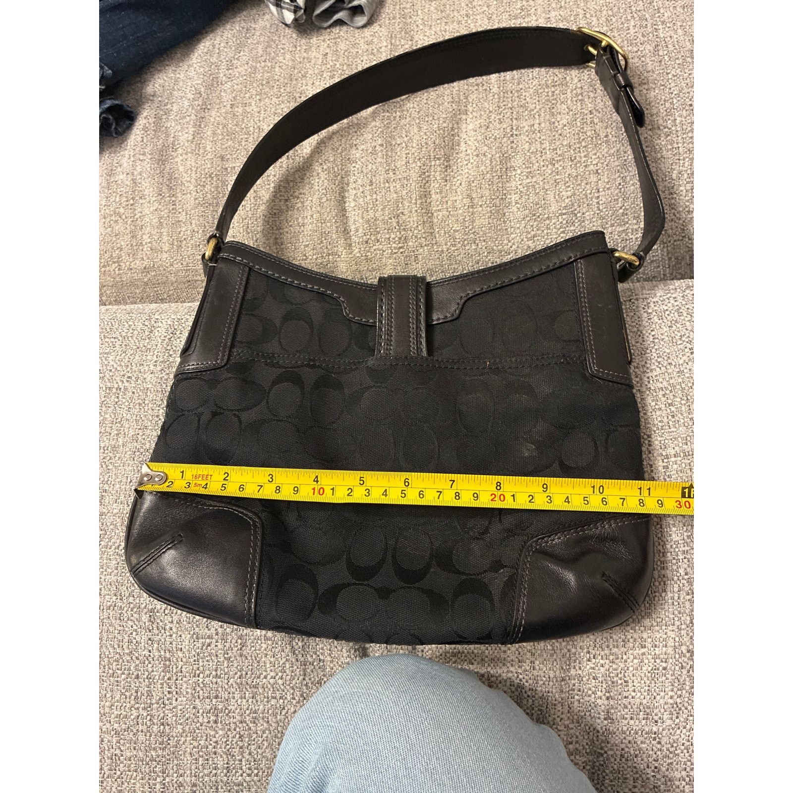 Coach Coach Vintage Black Canvas Monogrammed Shoulder Hobo Bag Size ONE SIZE - 6 Thumbnail