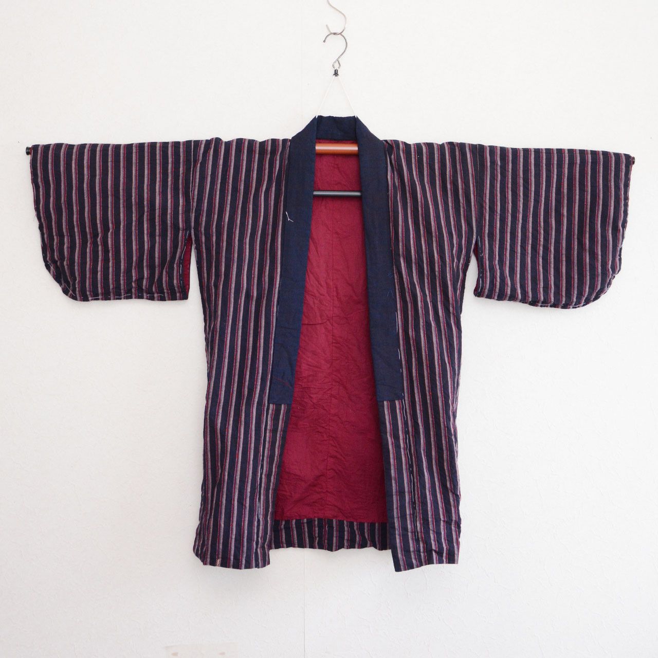 Other Vintage Japanese Noragi Jacket Indigo Collar Maroon Cotton Size US M / EU 48-50 / 2 - 2 Thumbnail