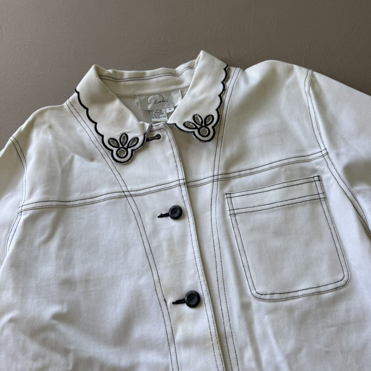 Other Vintage Cotton Embroidered Floral Shirt Jacket Size XL / US 12-14 / IT 48-50 - 7 Thumbnail