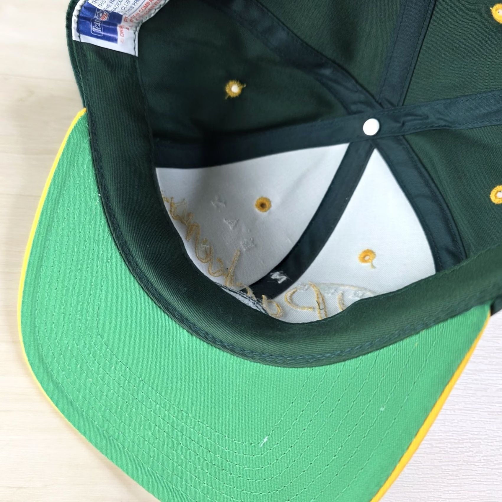Drew VINTAGE Drew Pearson Green Bay Packers Snapback Hat Script Spell Out Logo One Size Green Mens Casual Football NFL 90s Classic Adjustable Hat Size ONE SIZE - 5 Thumbnail