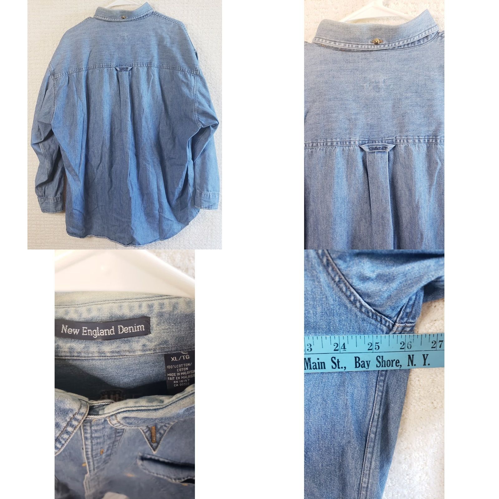 Gant GANT Button-Up Shirt Denim Blue Large Long Sleeve Mens Regular Fit Size US L / EU 52-54 / 3 - 8 Thumbnail