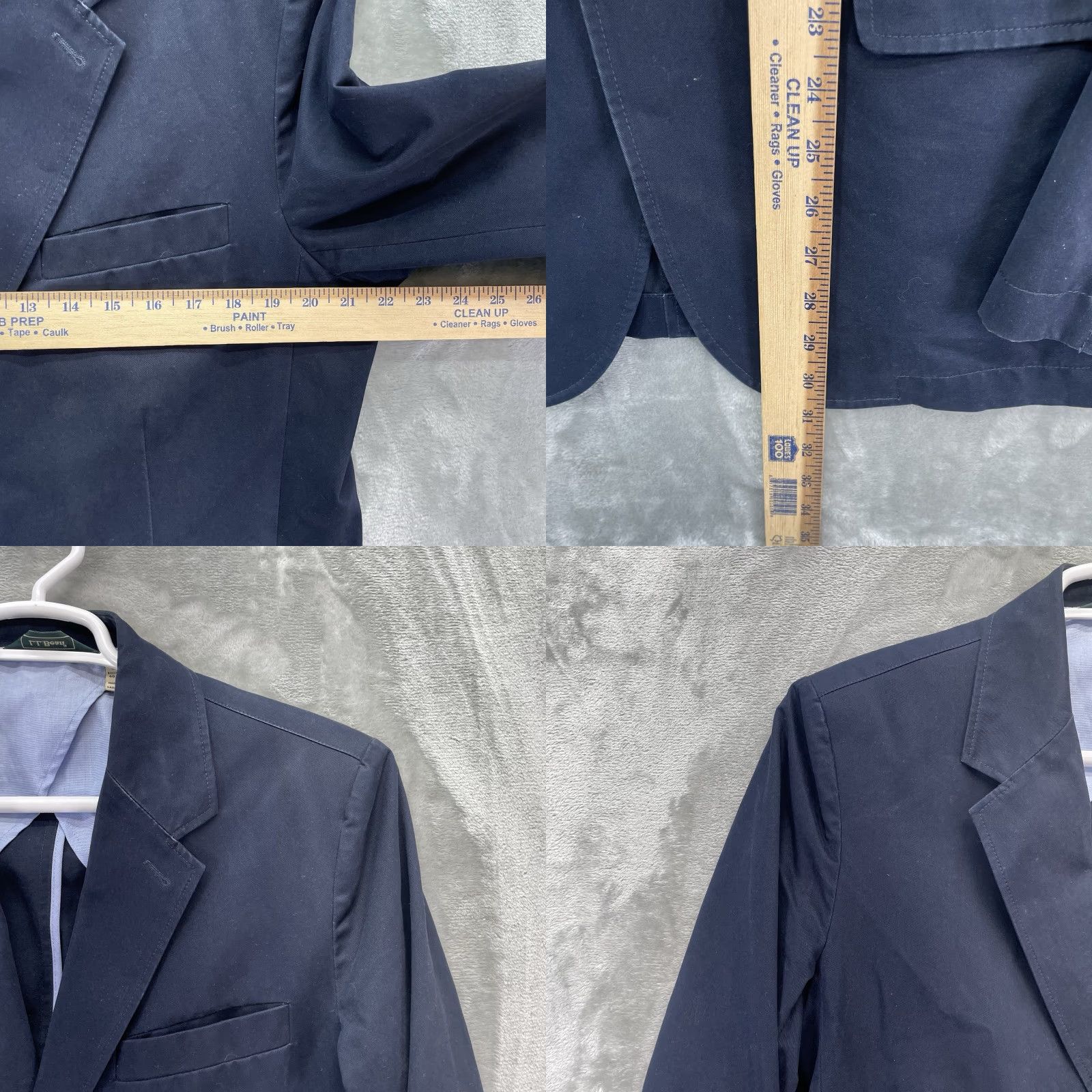 Vintage LL Bean Blazer Jacket Men 40R Coat Two-Button Single-Breasted Navy Blue Cotton Lining Casual Business Travel 44 Chest Regular Fit Mens Size 40R - 8 Thumbnail