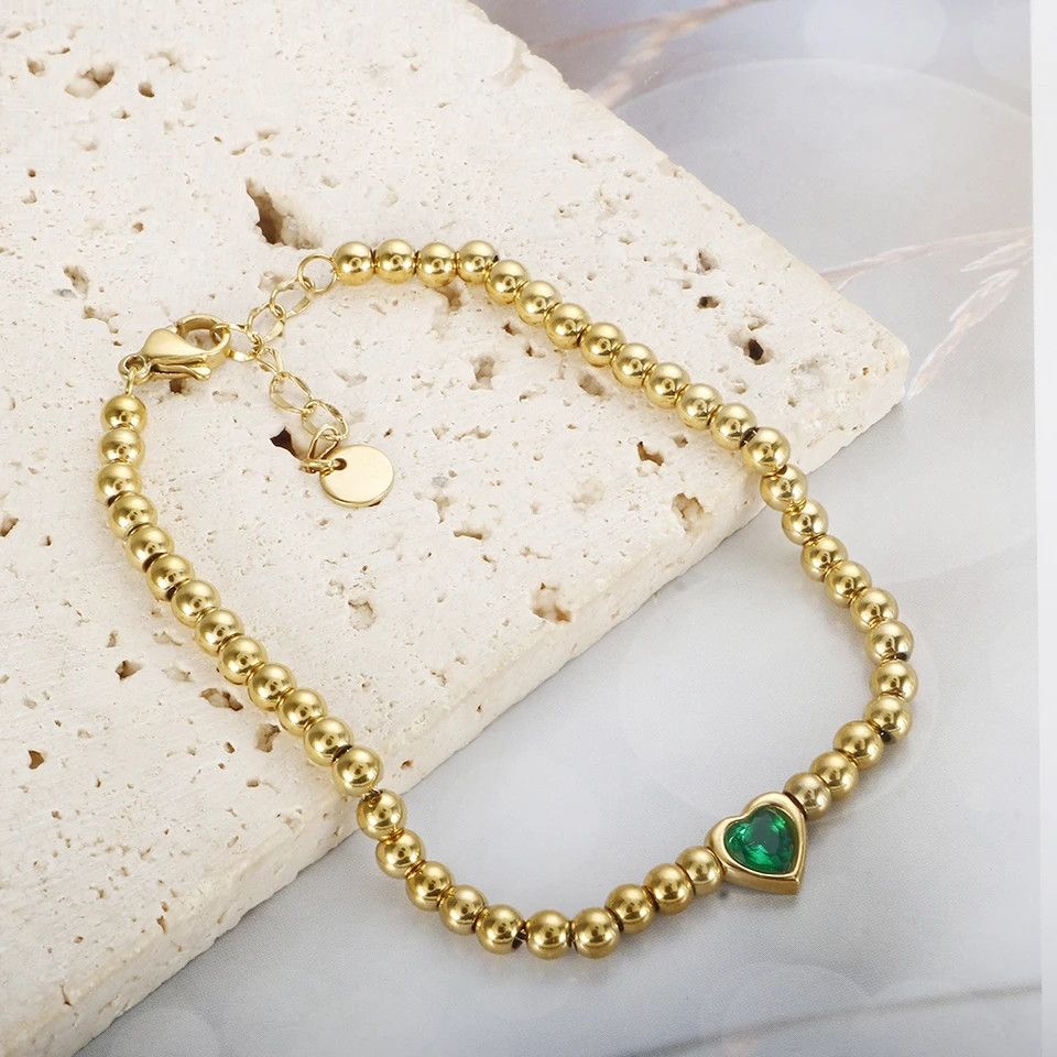 Jewelry Round Bead Ball Love Crystal Inlaid Bracelet 18k Size ONE SIZE - 2 Thumbnail