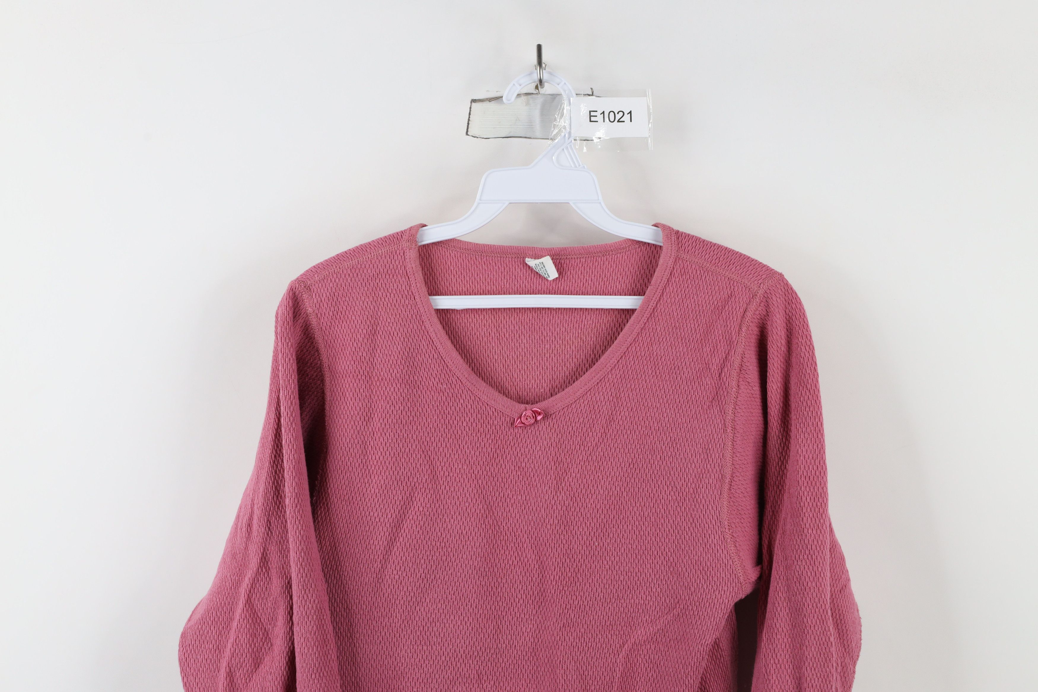 Vintage Vintage 90s Streetwear Waffle Knit Long Sleeve T-Shirt USA Size L / US 10 / IT 46 - 2 Thumbnail