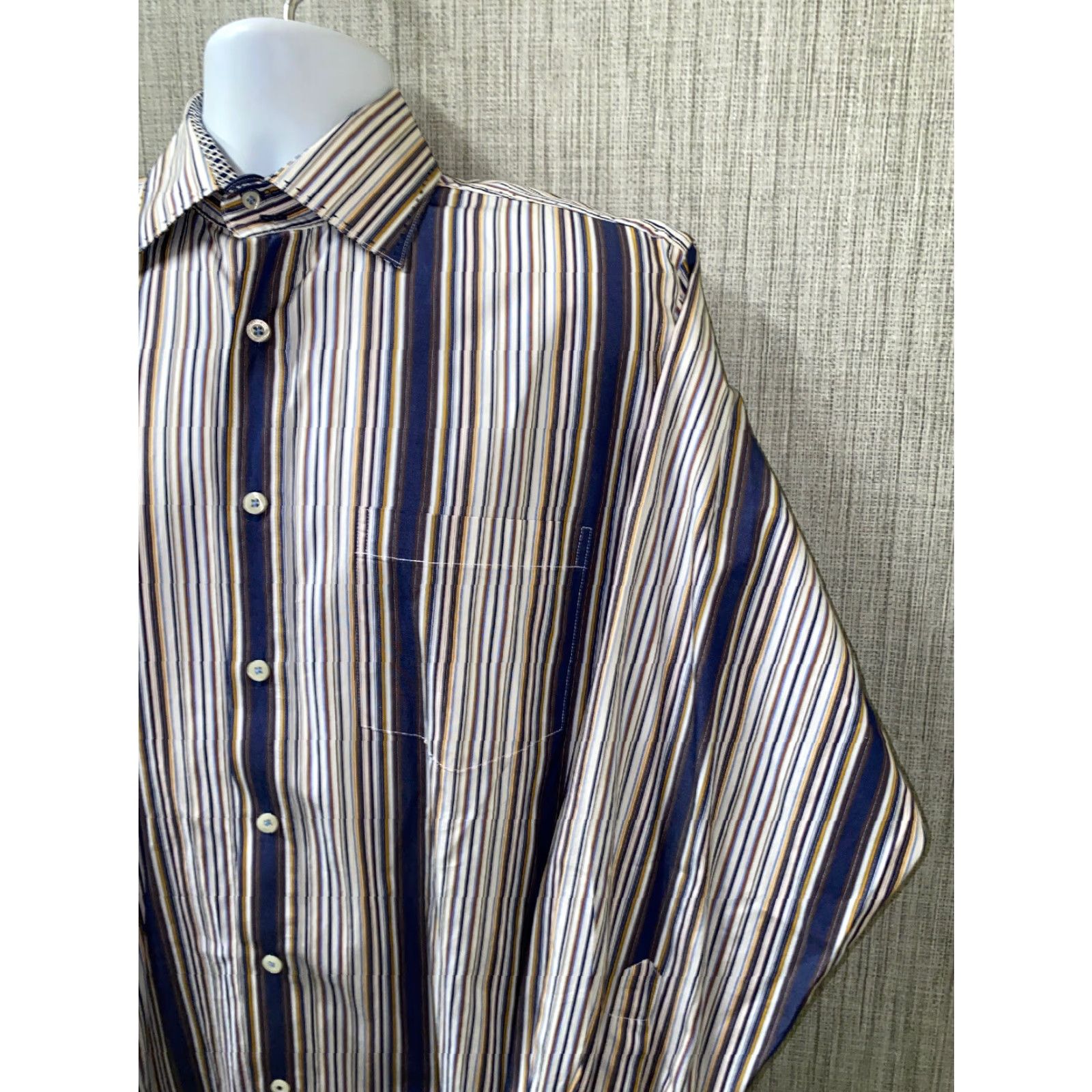 BUGATCHI Bugatchi Uomo Mens Striped Button Front Long Sleeve Shirt L Regular Cotton Multicolor Button-Up Casual Mens Shirt Size US L / EU 52-54 / 3 - 2 Thumbnail